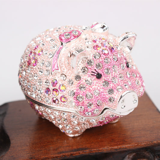 Cute Piglet Enamel Jewelry Box