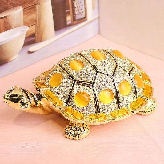 Enamel Tortoise - shaped Jewelry Box Handicraft Gift