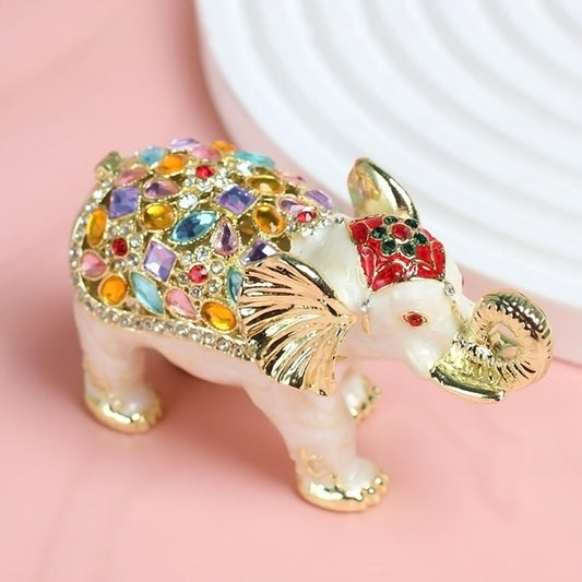 Enamel Elephant-shaped Jewelry Box Ornament