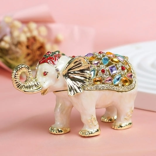 Enamel Elephant-shaped Jewelry Box Ornament