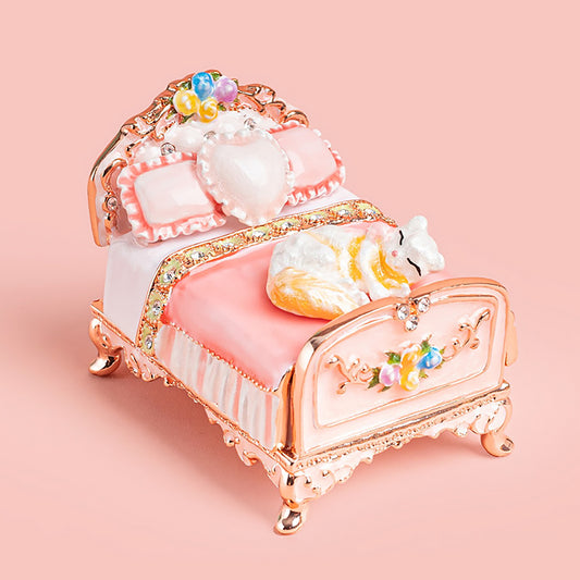 Enchanted Dreamy Kitten Bed - shaped Jewelry Box: A Treasure Trove for Sweet Girlish Hearts