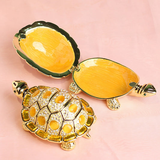 Enamel Tortoise - shaped Jewelry Box Handicraft Gift